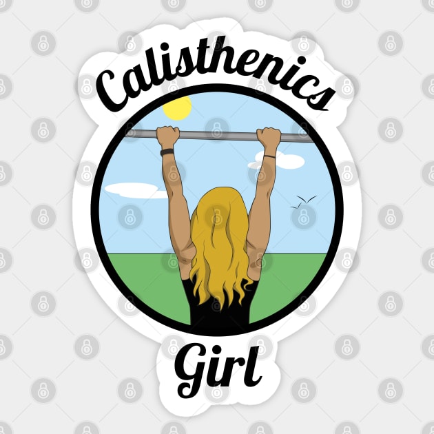 Calisthenics blonde girl doing pull ups Sticker by JettDes